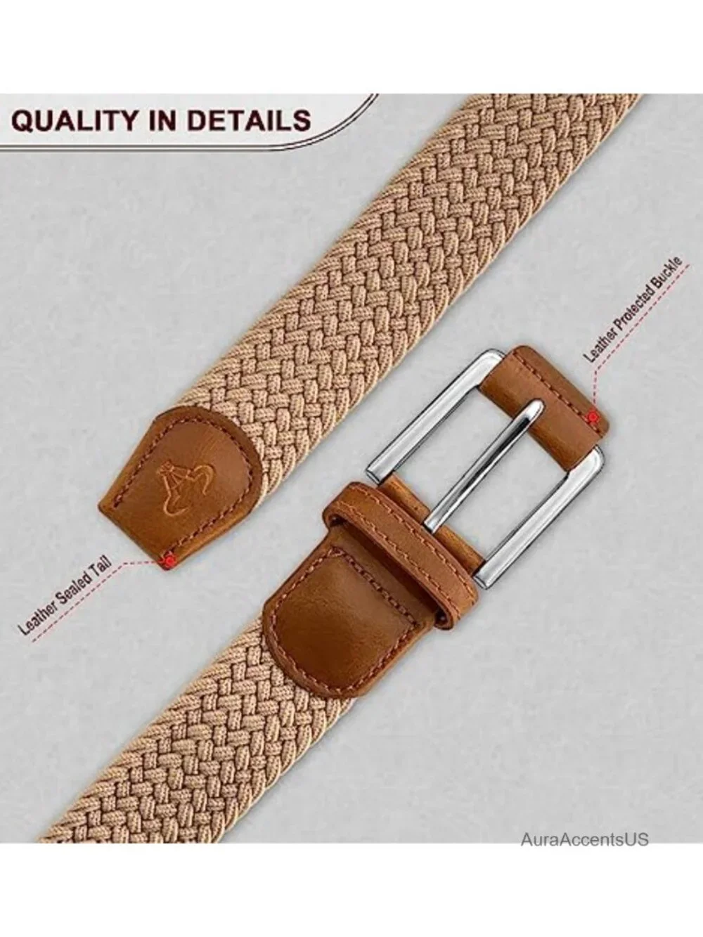 Men's Woven Braided Stretch Golf Belt 1 3/8